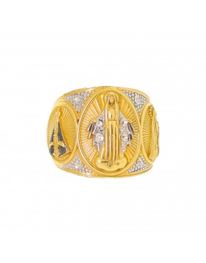 Anel 3 Santas masculino em ouro 18k - 0025483 Anel 3 Santas masculino em ouro 18k - 0025483